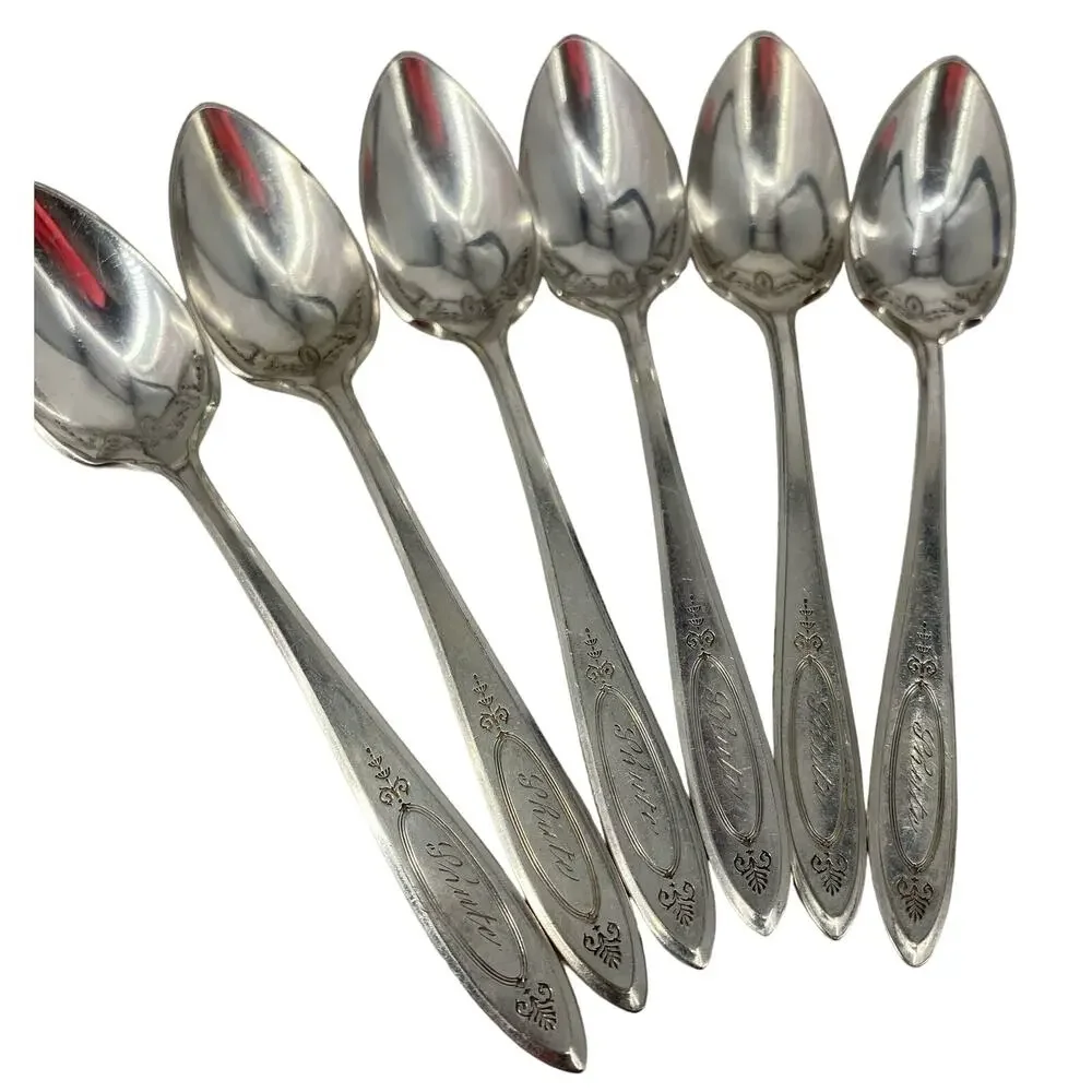 6 oneda community ADAM sugar tea sorbet desert spoons Silverplate monogramed
